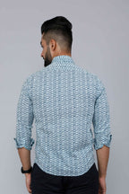 Miravan Men's White & Blue Premium Cotton Floral Print Casual Shirt | Grocsy