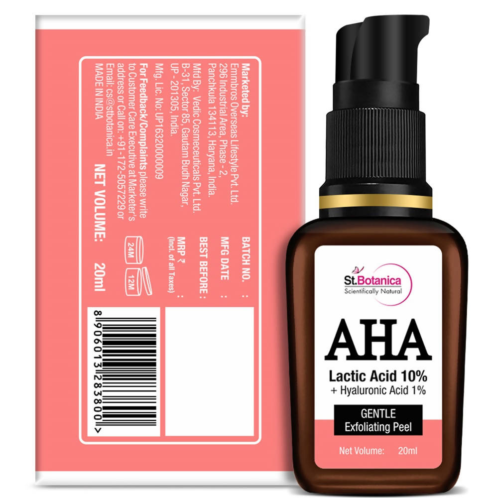 St.Botanica AHA Lactic Acid 10% + Hyaluronic Acid 1% Gentle Exfoliating Peel | Grocsy