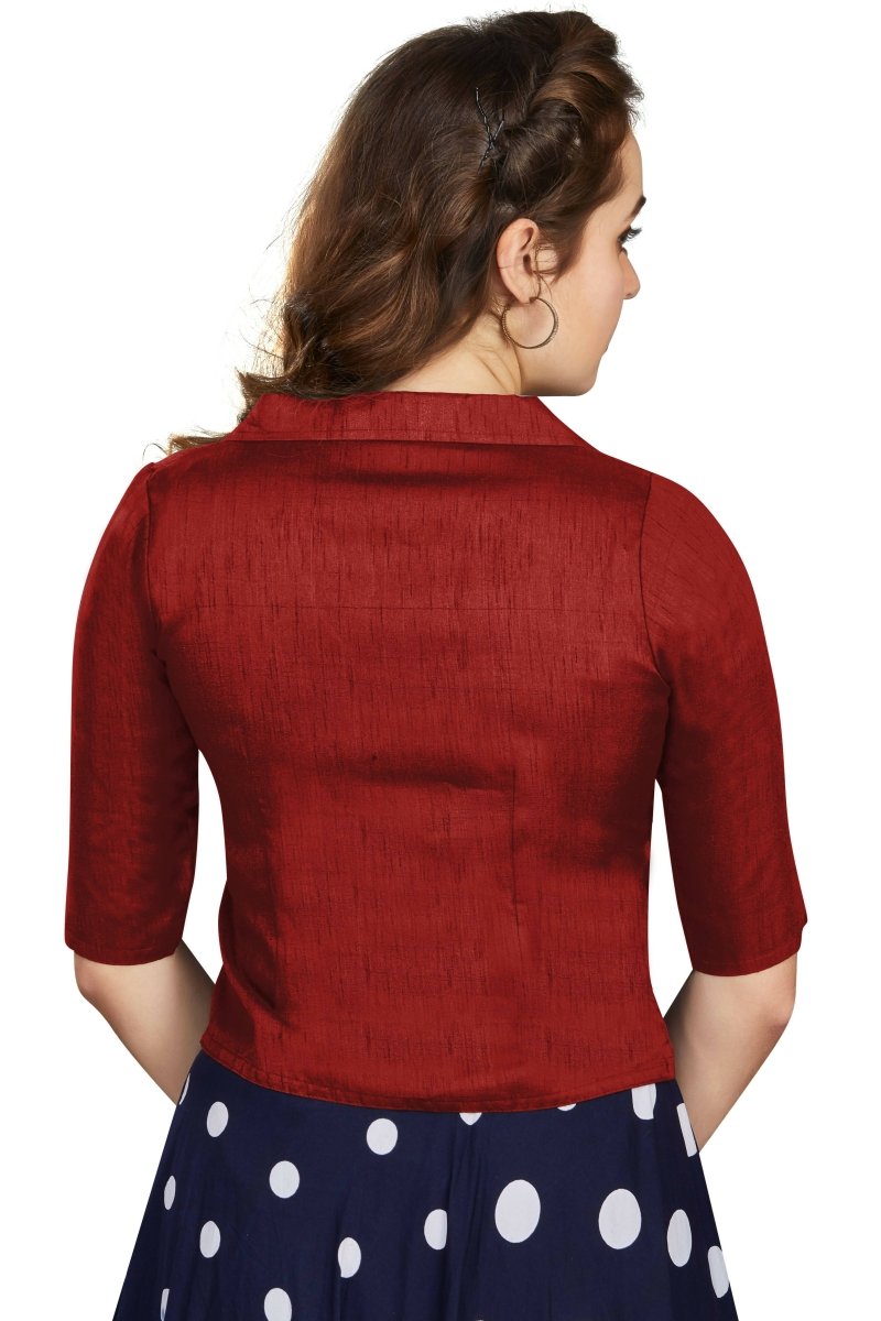 Aastha Fashion Women's Women's Maroon Art Silk Button Readymade Blouse | Grocsy