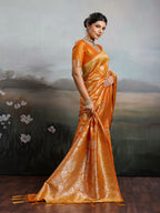 Shree Shyam Fashion Orange Silk Blend Saree | Grocsy