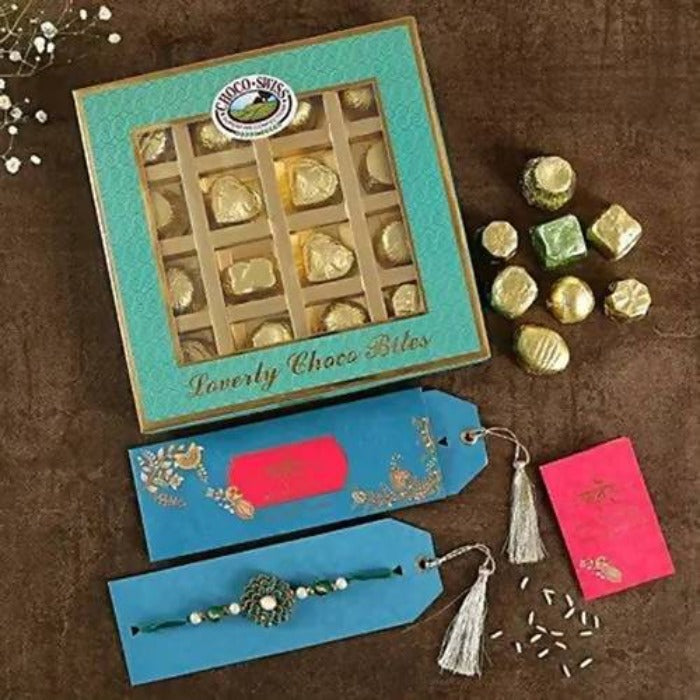 Premium Beads Rakhi & Box of Choco Swiss | Grocsy
