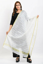 Mominos Fashion Moeza Women's Cotton Zari Box White Dupatta | Grocsy