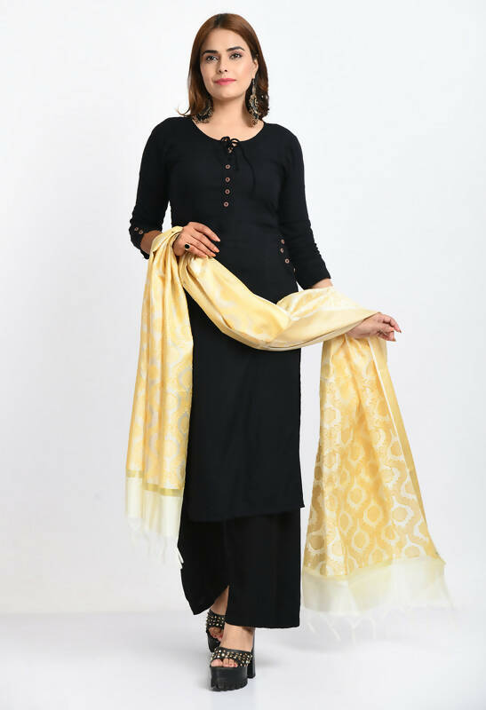 Mominos Fashion Moeza Women's Banarsi Silk All Over Woven Design Orange Dupatta | Grocsy
