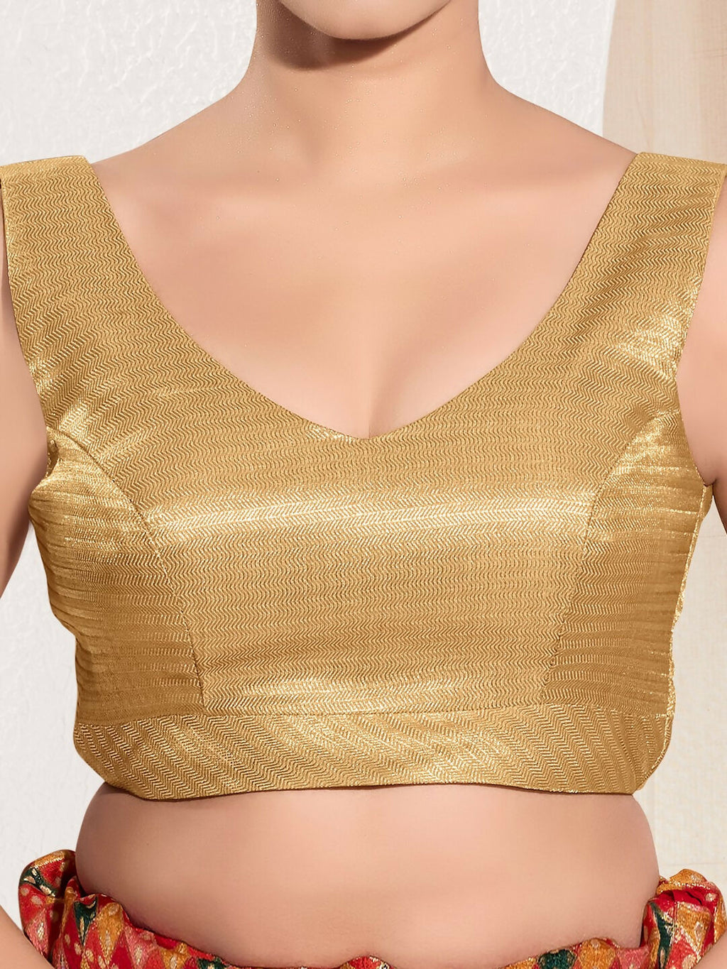 Joban Fashion Black Gold Mulberry Silk Padded Blouse With Sweetheart Neck Sleeveless | Grocsy