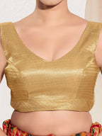 Joban Fashion Black Gold Mulberry Silk Padded Blouse With Sweetheart Neck Sleeveless | Grocsy