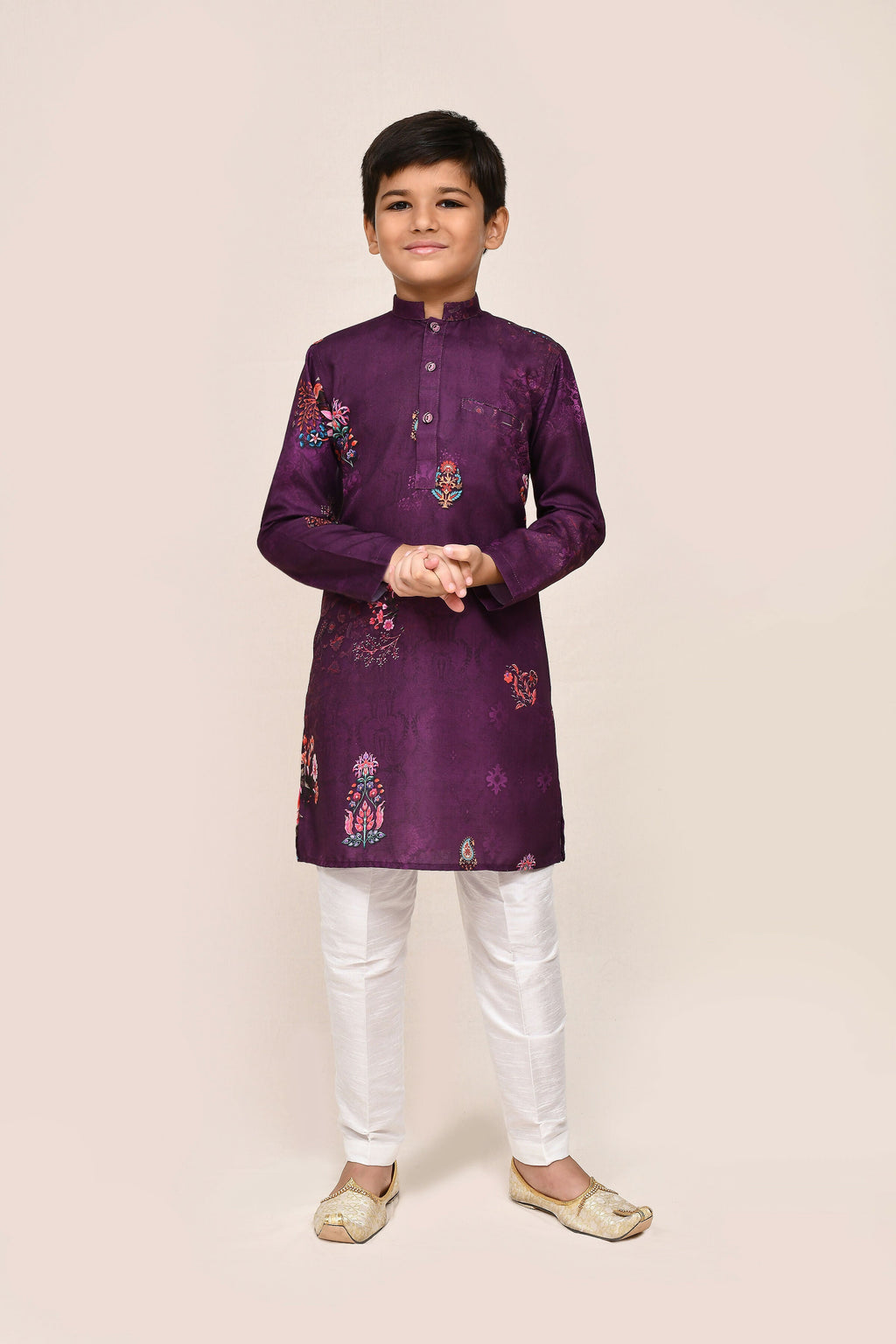 Joban Fashion Art Silk Purple Kurta With Straight Fit Pant | Grocsy