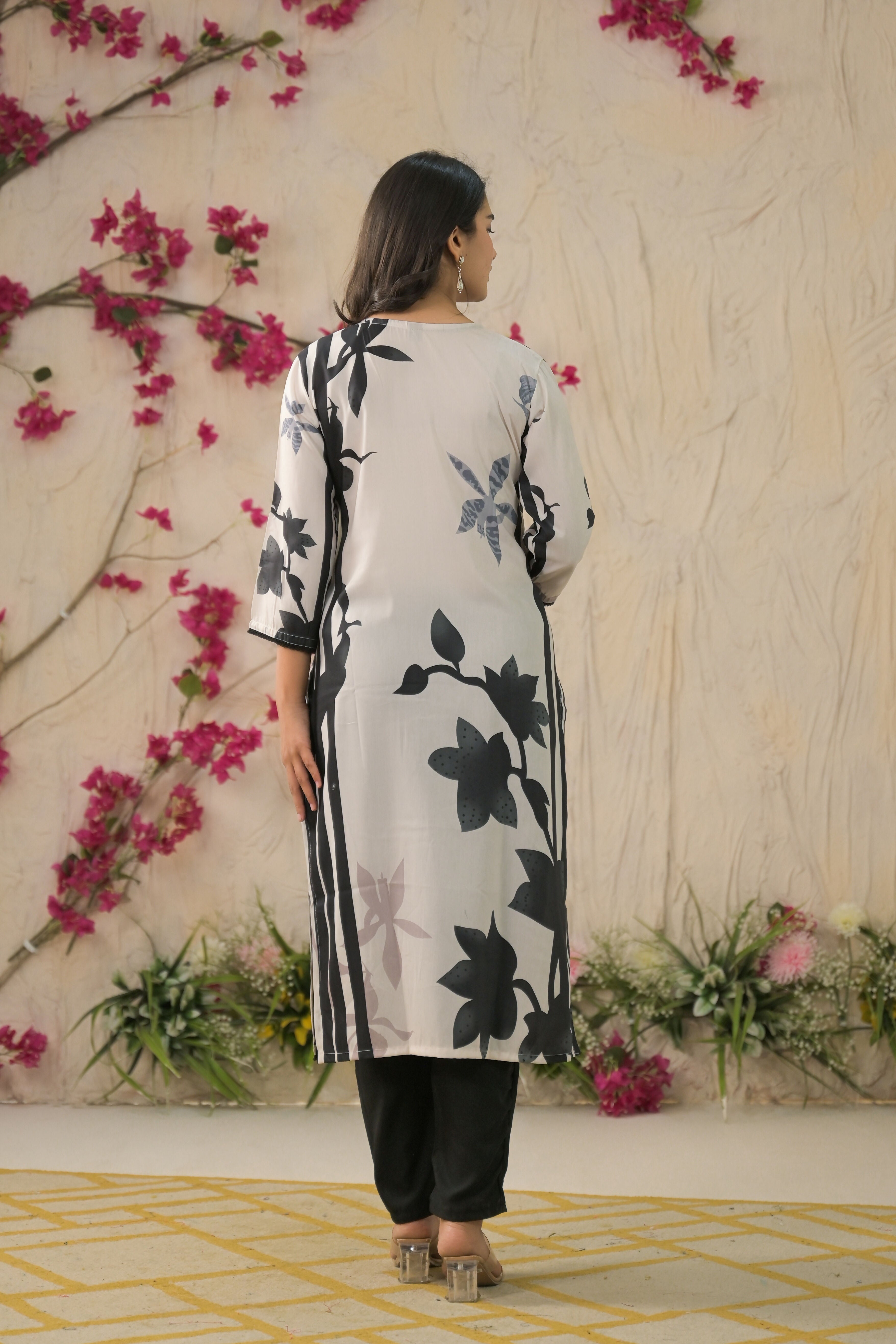 Ethnic Festive Wear Muslin Off White Stitched Suit With Dupatta - Tanisha | Grocsy