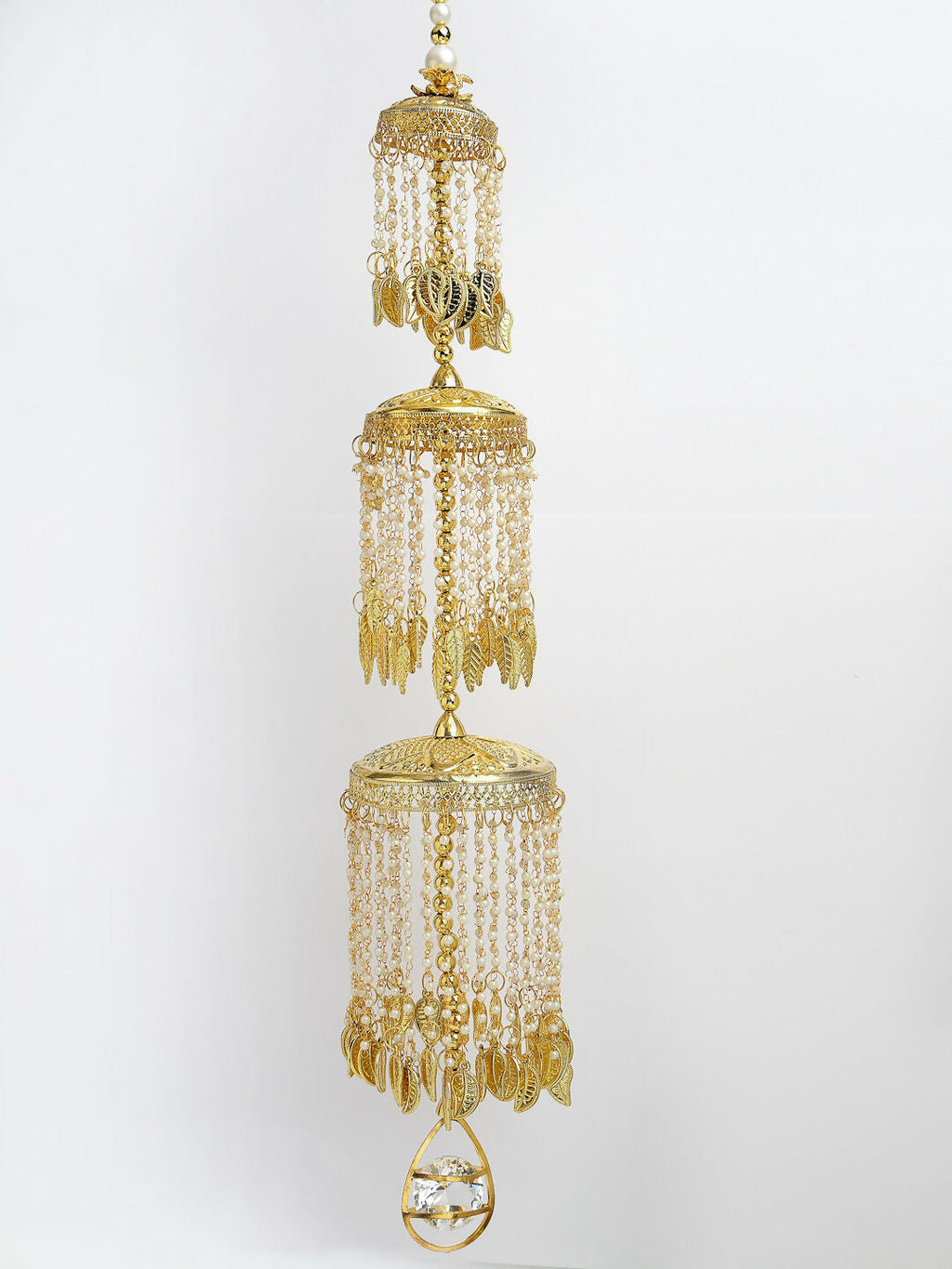 NVR Women's Pack Of 2 Gold-Polished & White Pearl Beaded Bridal Layered Heavy Kaleera Sets | Grocsy