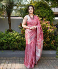 DEIANA'S Beautiful Designer Golden zari Soft Lichi Silk Saree - Pink | Grocsy