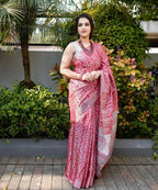 DEIANA'S Beautiful Designer Golden zari Soft Lichi Silk Saree - Pink | Grocsy