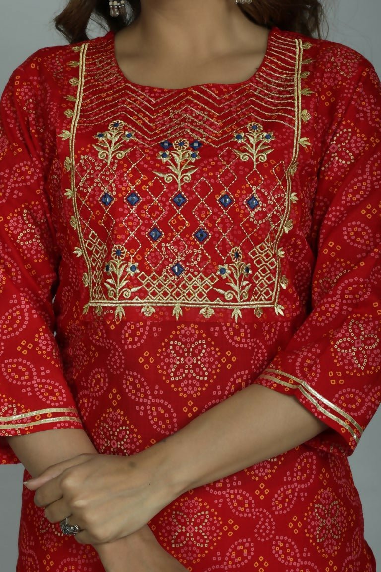 Alvano Printed Stylish A-line Kurti with Sharara set for Women and Girls Rayon (Orange) | Grocsy