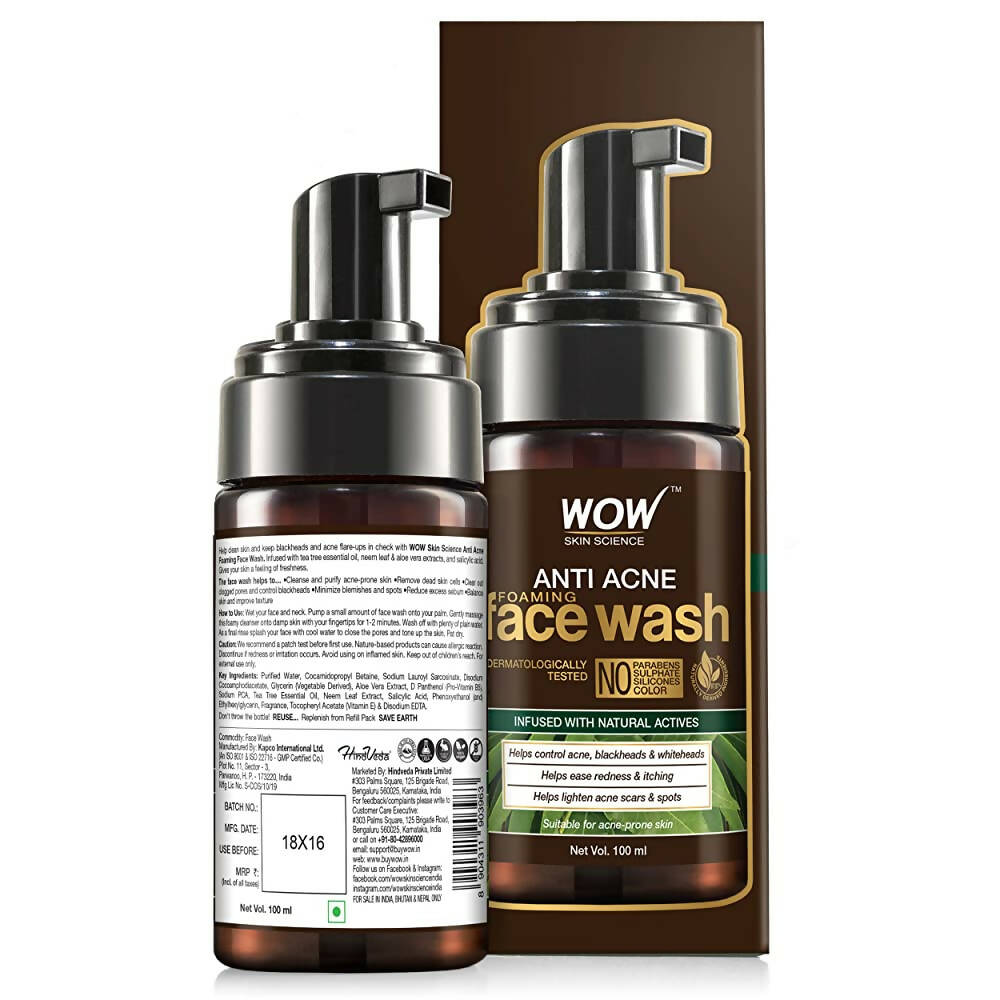 Wow Skin Science Anti Acne Foaming Face Wash | Grocsy