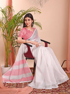 Shree Shyam Fashion The White Loom White Linen Cotton Saree | Grocsy