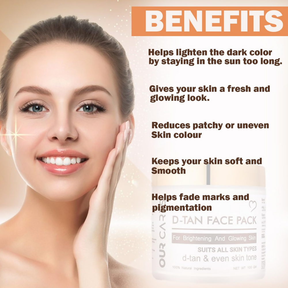 Our Cares D-TAN Face Pack for Instant Tan Removal & Sun Damage Protection | Grocsy