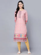 Myshka Women Pink Striped Kurta | Grocsy