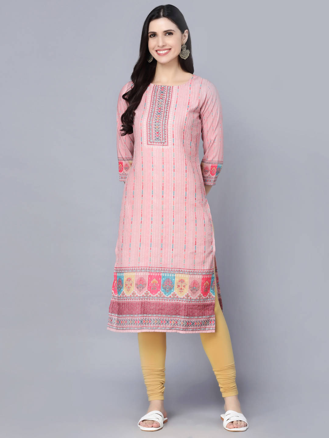 Myshka Women Pink Striped Kurta | Grocsy