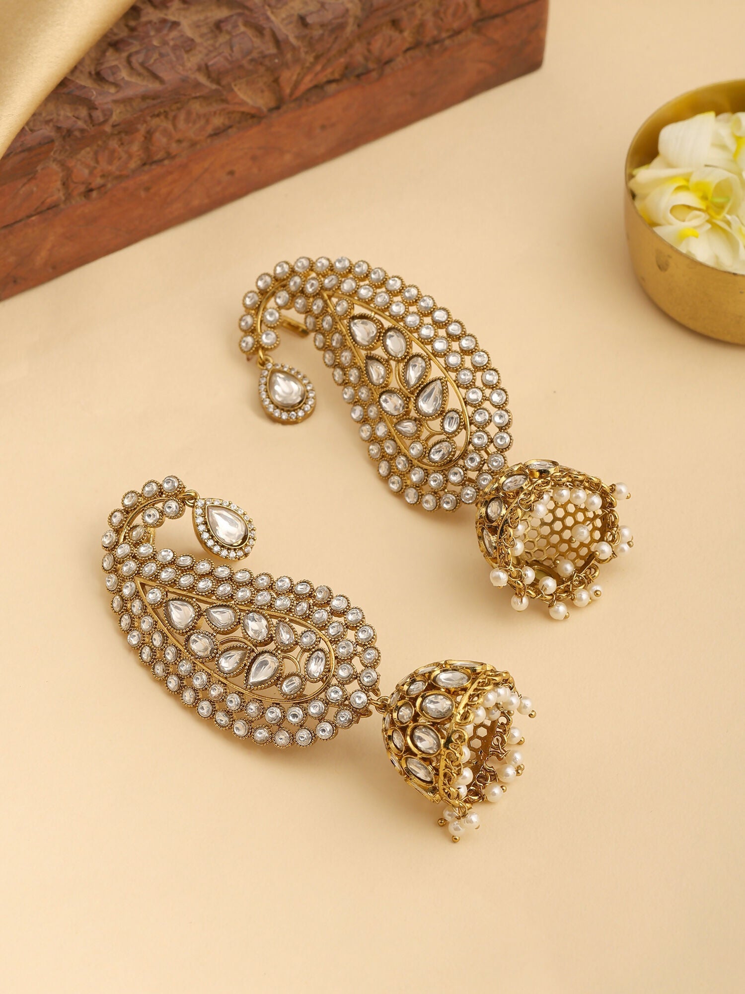 Ruby Raang Pearl Jhumka | Grocsy