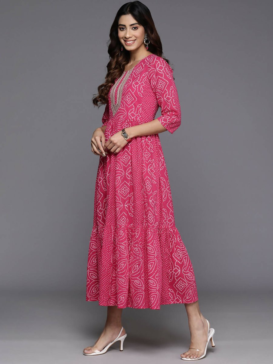 Ahalyaa Women's Traditional wear Dress - Pink | Grocsy