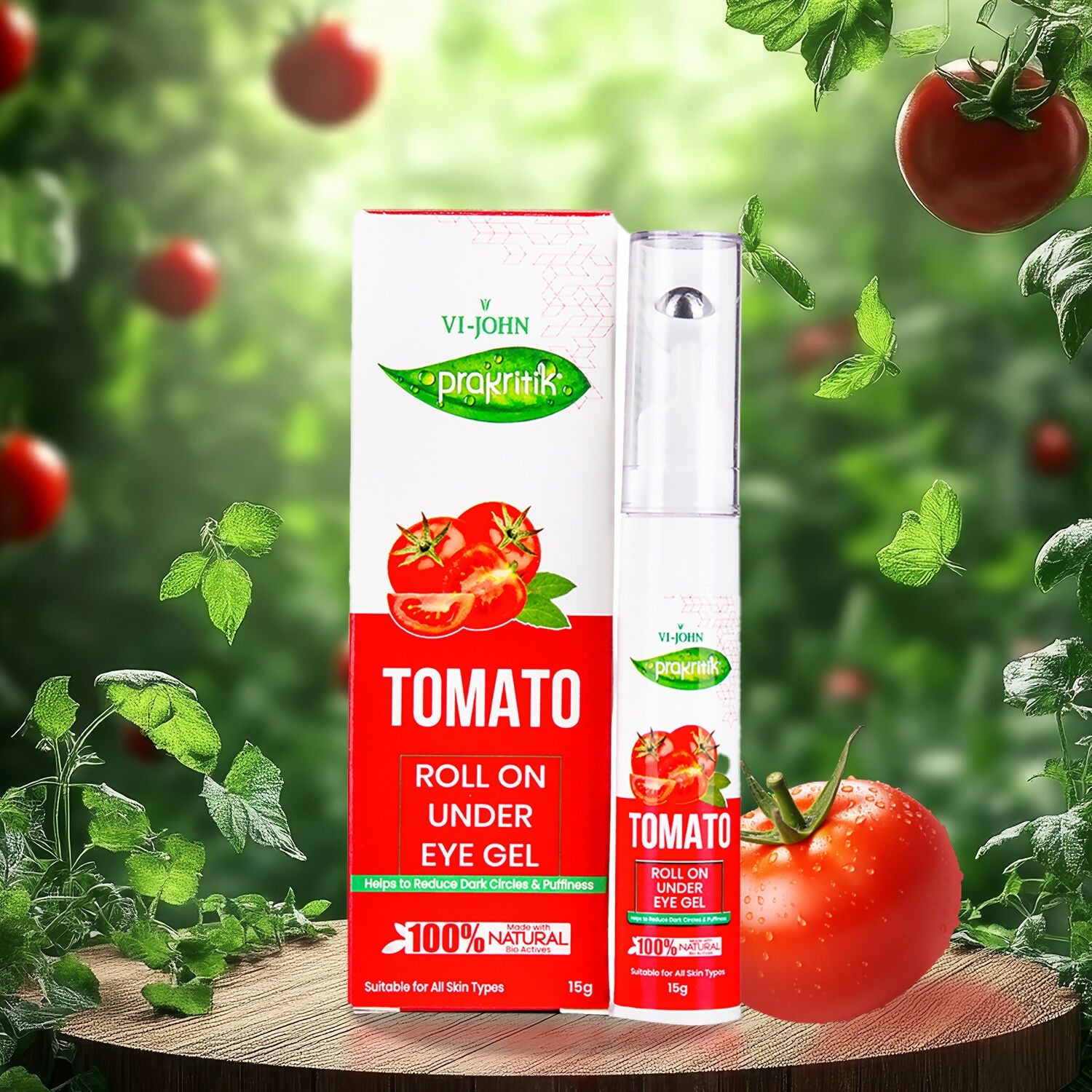 VI-JOHN Prakritik Tomato Under Eye Gel, Reduces Dark Circles, Puffiness,Fine Lines 100% Bioactives | Grocsy