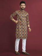 Anaita Multicolour Printed Pure Silk Straight Kurta | Grocsy