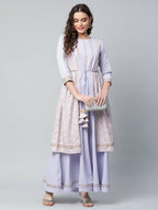 Ahalyaa Womens Powder Blue Crepe Floral Dress | Grocsy