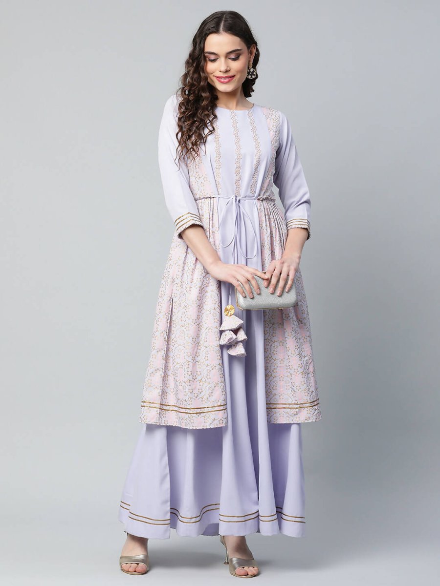 Ahalyaa Womens Powder Blue Crepe Floral Dress | Grocsy