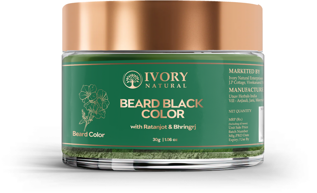 Ivory Natural Beard Black Color Organic - Instant Natural Plant Based Beard Color Powder | Grocsy