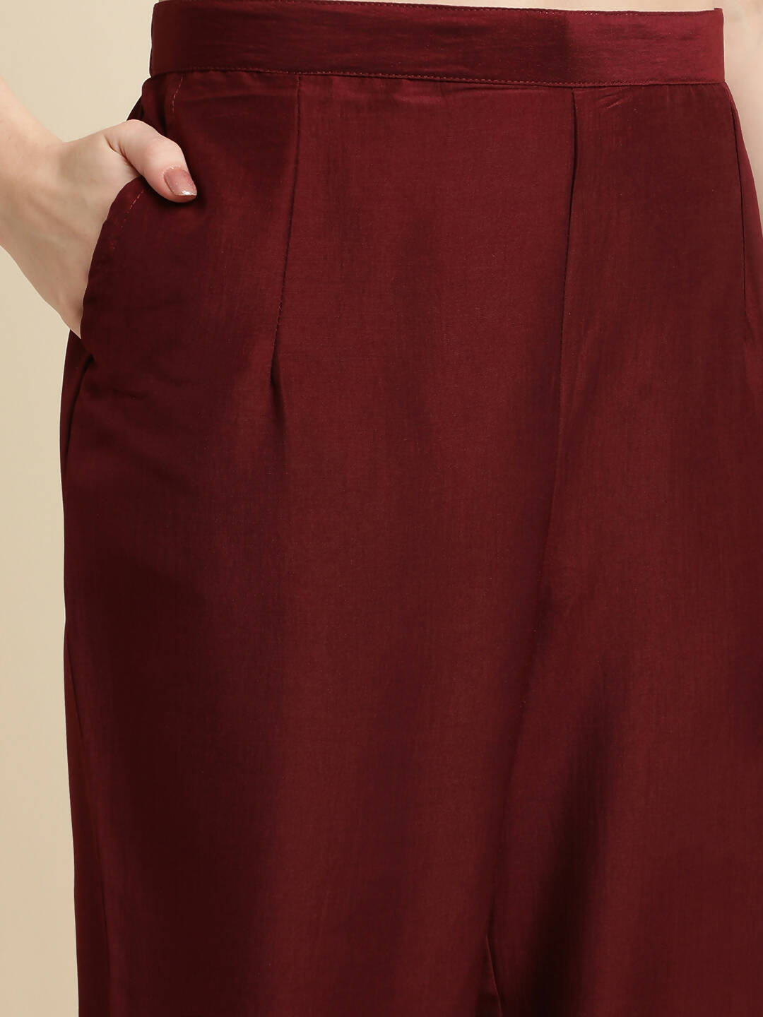Maroon Chinon Silk Embroidered Straight Kurta with Trouser & Dupatta - Salimar | Grocsy