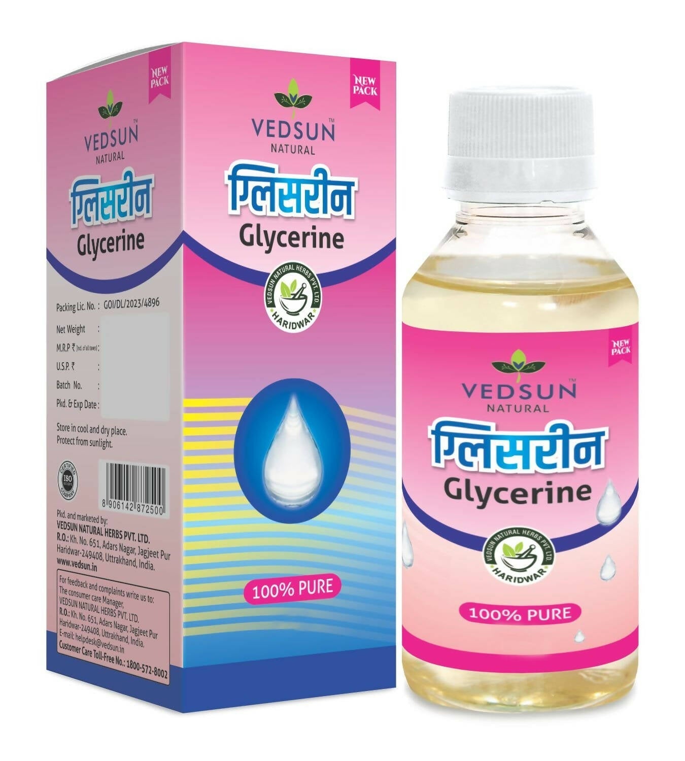 Vedsun Naturals Glycerine Liquid Pure and Unscented for Soft And Moisturize Skin | Grocsy