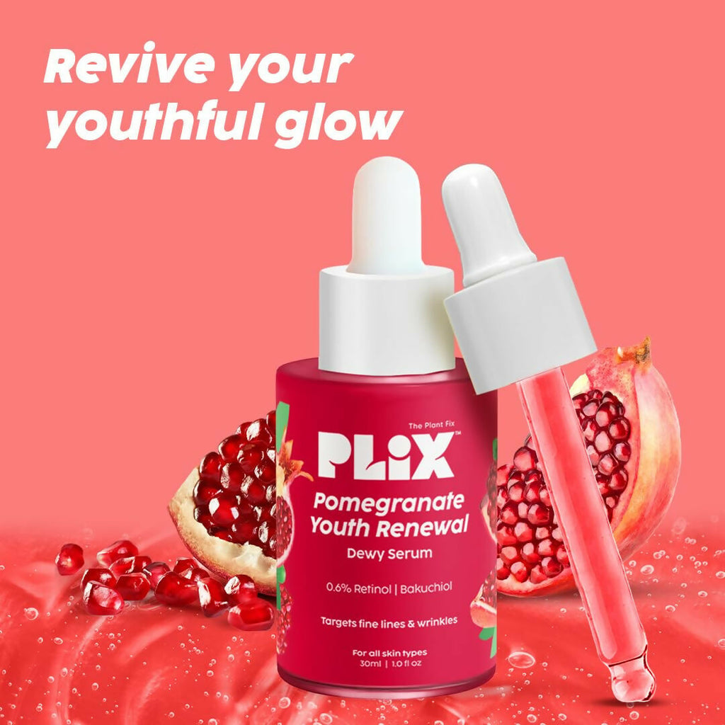 PLIX The Plant Fix Pomegranate Youth Renewal 0.6% Retinol & 0.2% Bakuchi Oil Face Serum | Grocsy