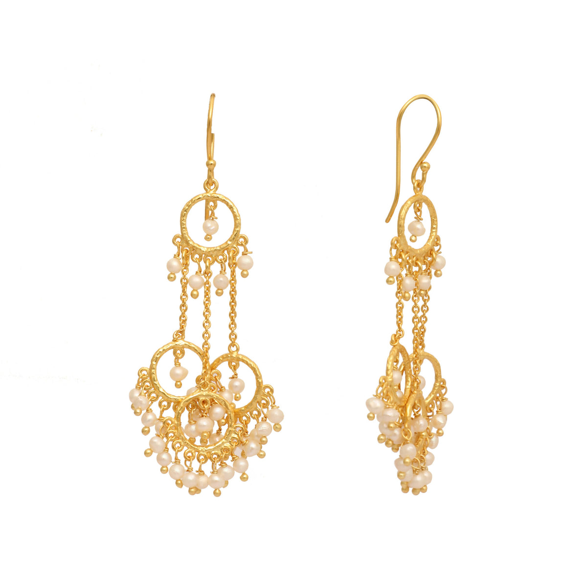 Nuyug 18k Golden Ring Pearl Drops Anti Tarnish Earrings | Grocsy