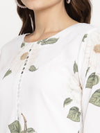 Ahalyaa Women's White Crepe Digital Print Kurta Palazzo Set With Dupatta | Grocsy