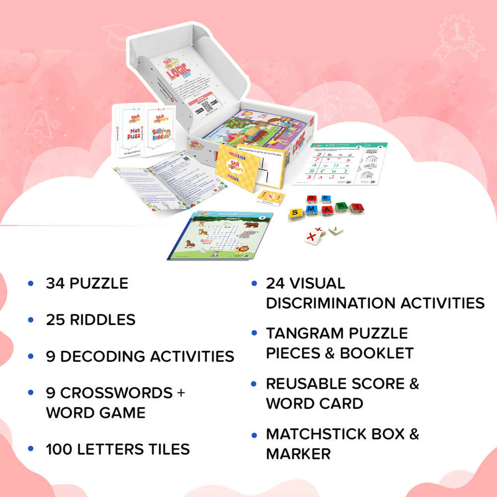 ClassMonitor Brain Development Puzzle Solving Home Learning Educational Kit with Free App with 25 Riddles for kids of Age group 6 - 8 Years | Grocsy