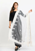 Mominos Fashion Moeza Women's Orgenza All Over Chikan Work White Dupatta | Grocsy