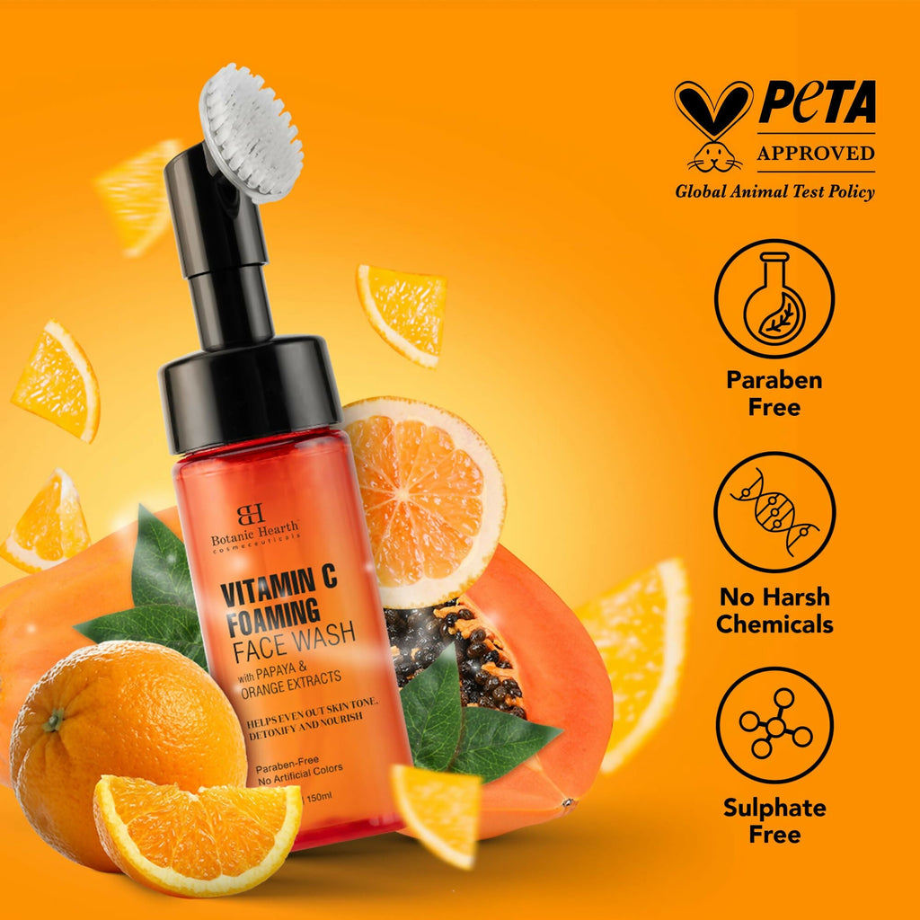 Botanic Hearth Brightening Vitamin C Foaming Face Wash with Papaya & Orange Extracts | Grocsy