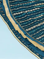 House of Panchhi Teal Pure Georgette Sequinse Work Lehenga & Blouse with Dupatta | Grocsy
