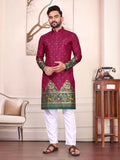 Anaita Purple Dola Silk Straight Kurta With Foil Work | Grocsy