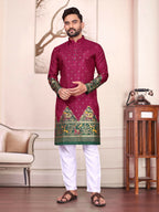 Anaita Purple Dola Silk Straight Kurta With Foil Work | Grocsy