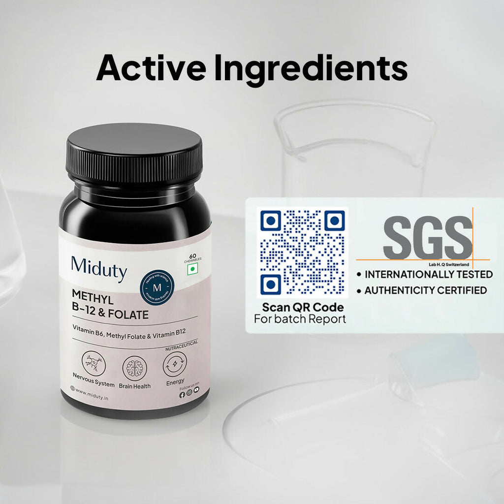 Miduty Vitamin B12 - Methyl Folate Chewables | Grocsy