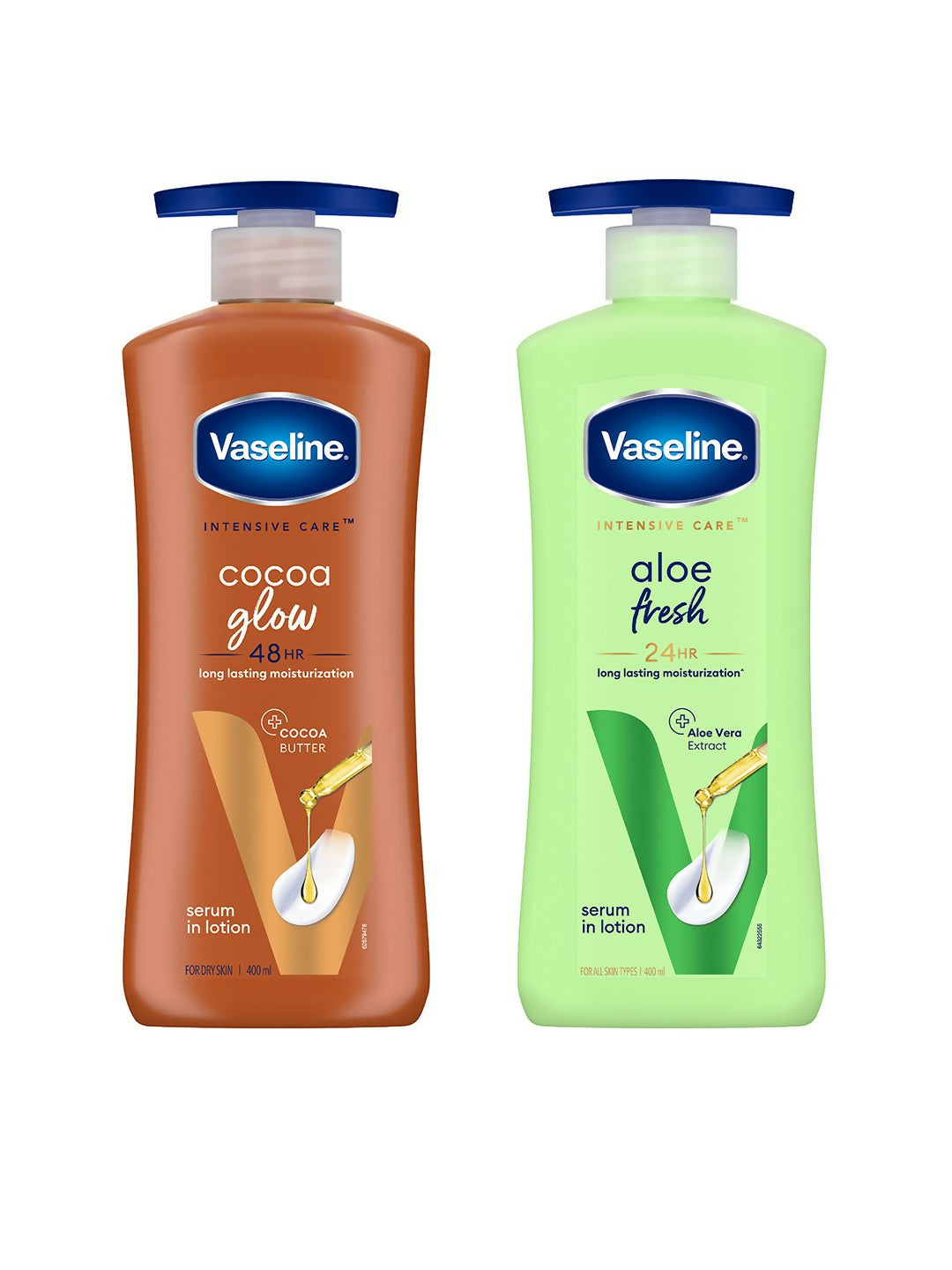 Vaseline Intensive Care Cocoa Glow & Aloe Fresh Body Lotions Combo | Grocsy
