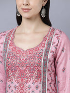 Myshka Women Pink Red Ethnic Motifs Printed Kurta | Grocsy