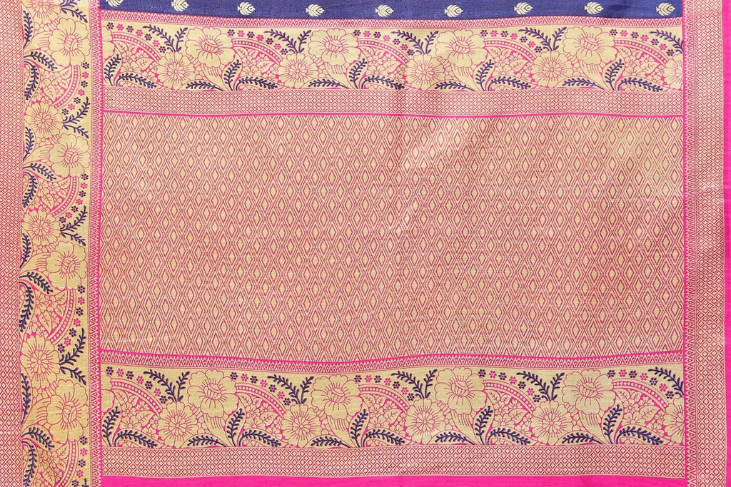 Vamika Navy Blue Printed Art Silk Saree | Grocsy