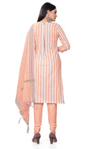 Peach Cotton Jacquard Woven Unstitched Dress Material - Amara | Grocsy