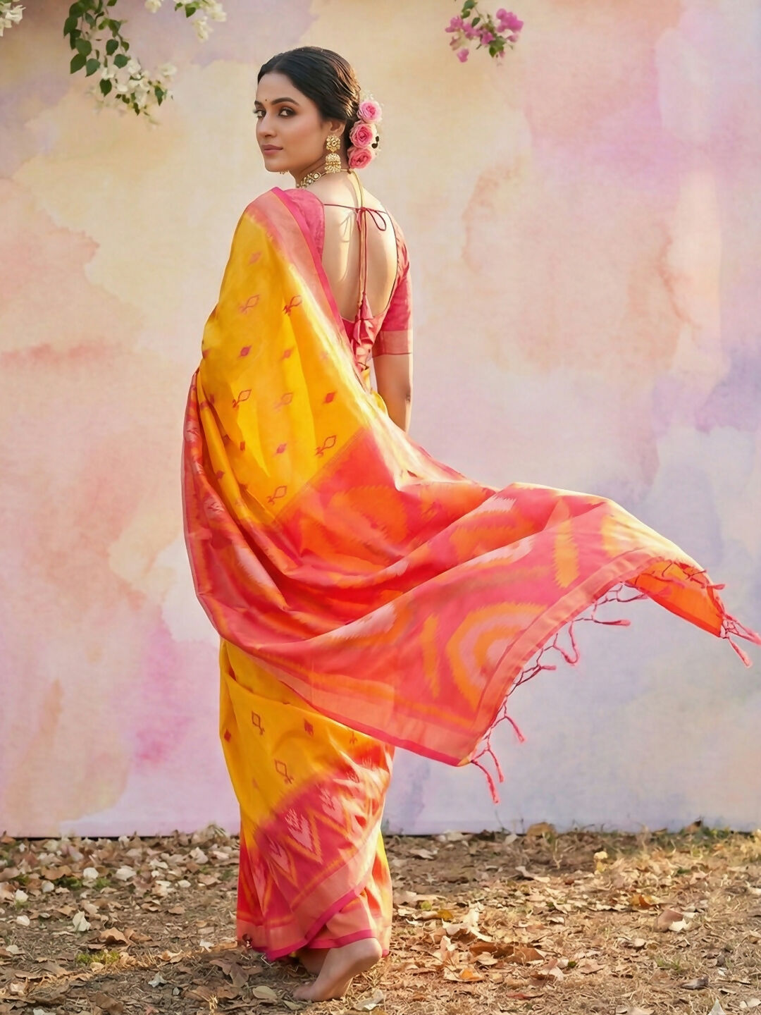 Shree Shyam Fashion Yellow Soft Silk Saree | Grocsy