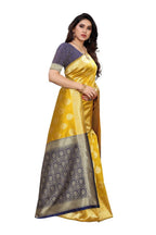 Vamika Banarasi Jacquard Weaving Yellow Saree (Dangal Yellow) | Grocsy