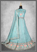 Sky Blue Georgette Embroidery & Sequence Work Semi-Stitched Lehenga Choli - Nimaya Kangan | Grocsy
