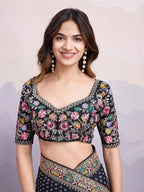 Black Georgette Bandhani Printed,Embroidery Work Saree - Surkhi | Grocsy
