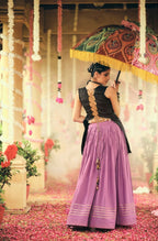 Teeya Creation Lavender Colour Rayon Silk Embroidery Work Fully Stitched Navratri Lehenga | Grocsy