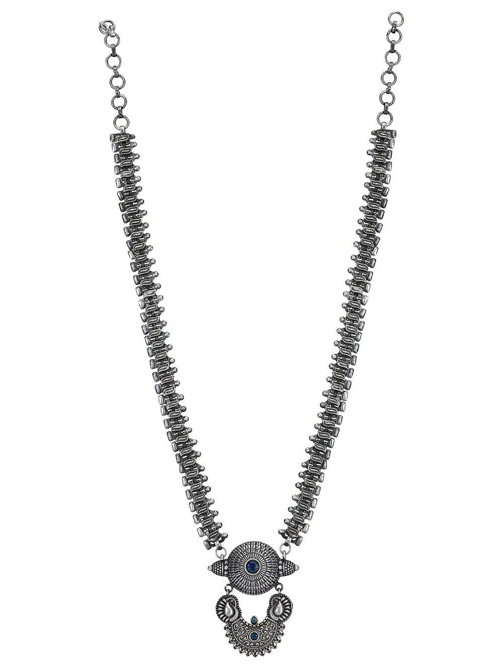 Joban Fashion Women Long Pattern Silver Tone Brass Necklace | Grocsy