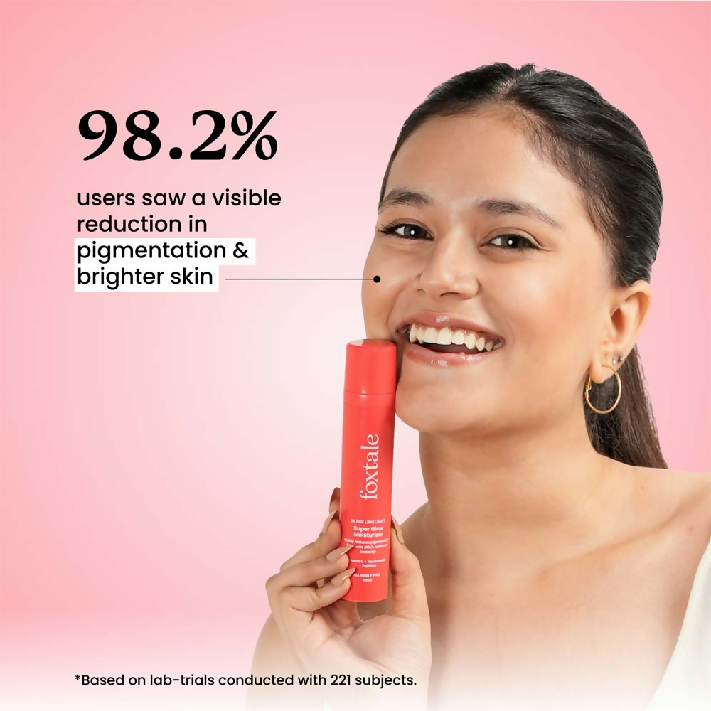 Foxtale Vitamin-C Super Glow Moisturiser With Niacinamide & Peptides For Glowing Skin | Grocsy